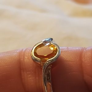 Bezel set butterscotch yellow Citrine ring